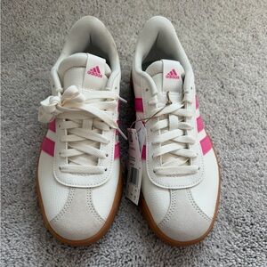 adidas Women White & Pink Retro Court Sneakers